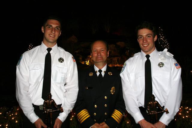 Left to Right: Firefighter of the Year Andrew Parkis, Chief Jan Schwark, Firefighter of the Year Adam Corwin