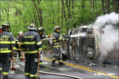 Millwood Volunteer Firefighters battle car fire on Rt. 134 (2005)